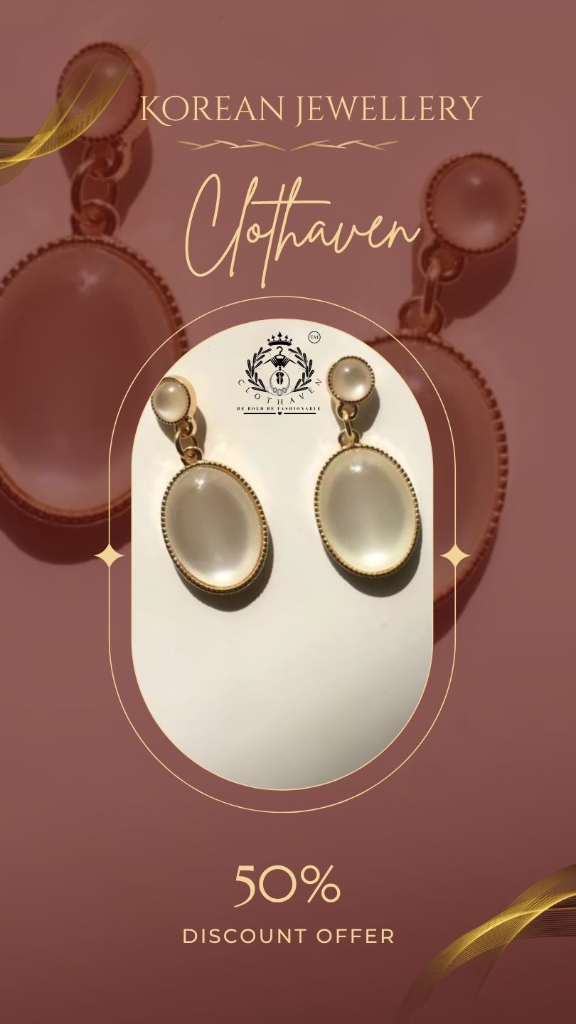 Luminous Mother-of-Pearl Drop Earrings (Korean Jewellery)