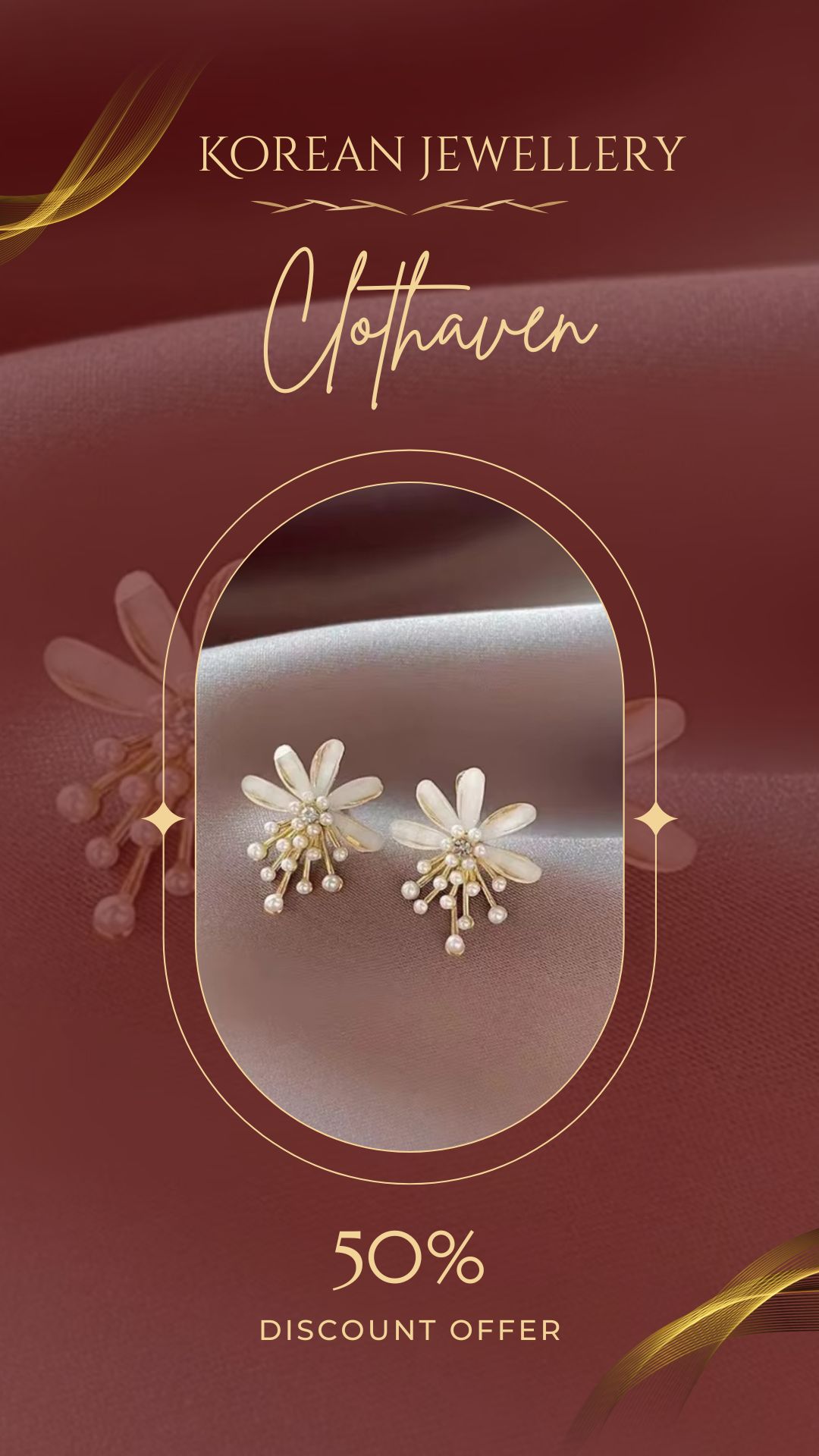 Delicate Floral Cluster Stud Earrings (Korean Jewellery)
