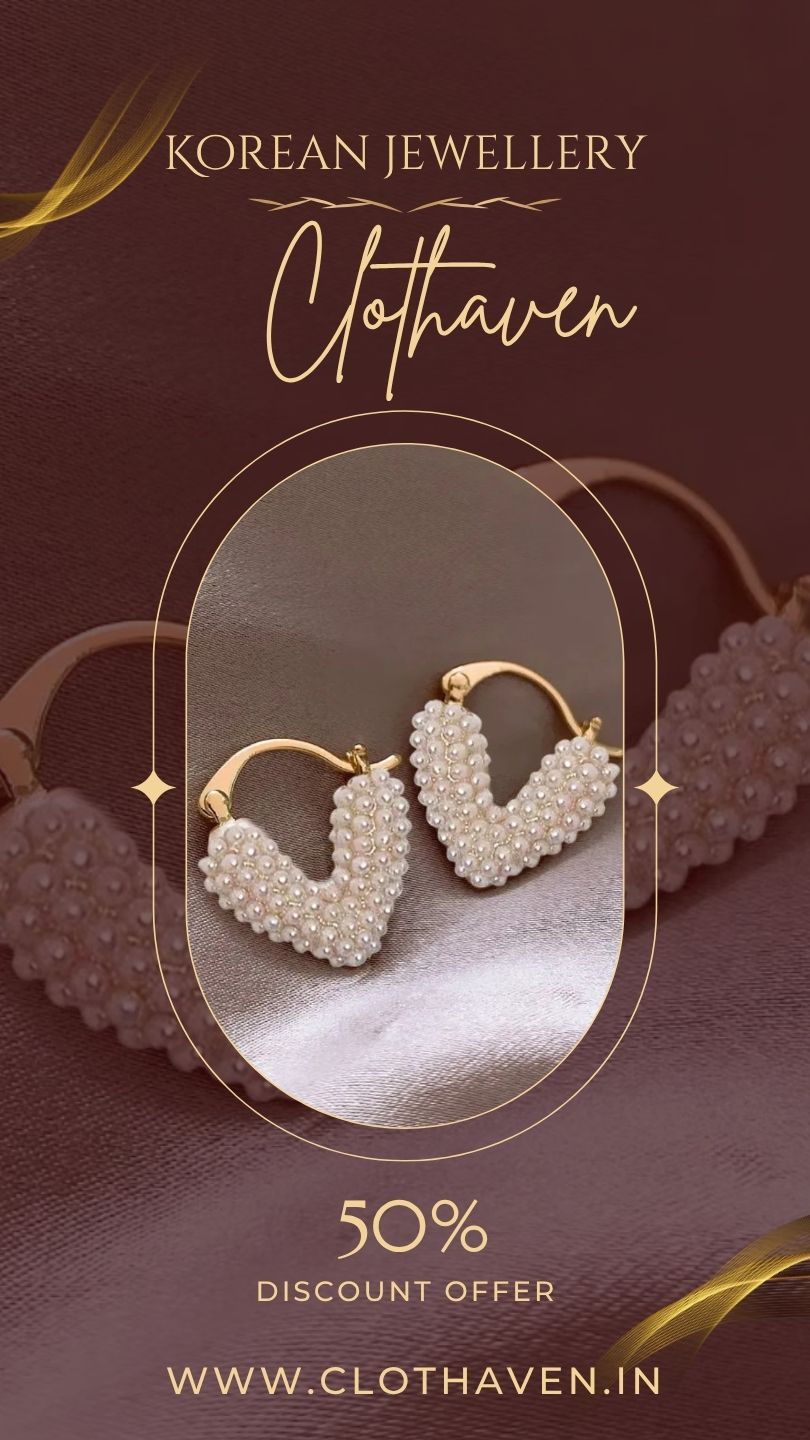 Elegant Pearl Heart Korean Earrings by Clothaven