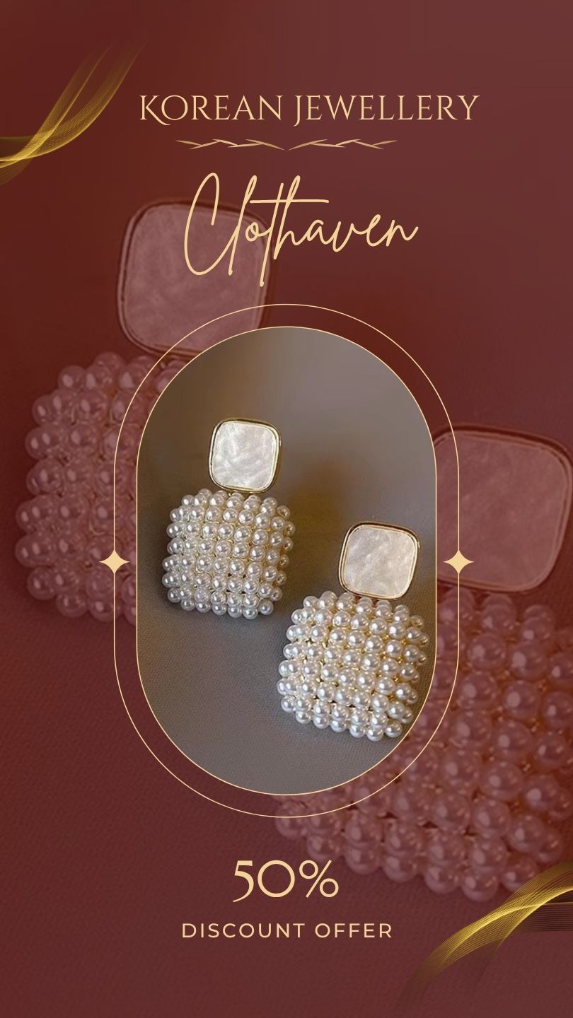 Luxurious Pearl & Mother-of-Pearl Korean Dangle Earrings by Clothaven