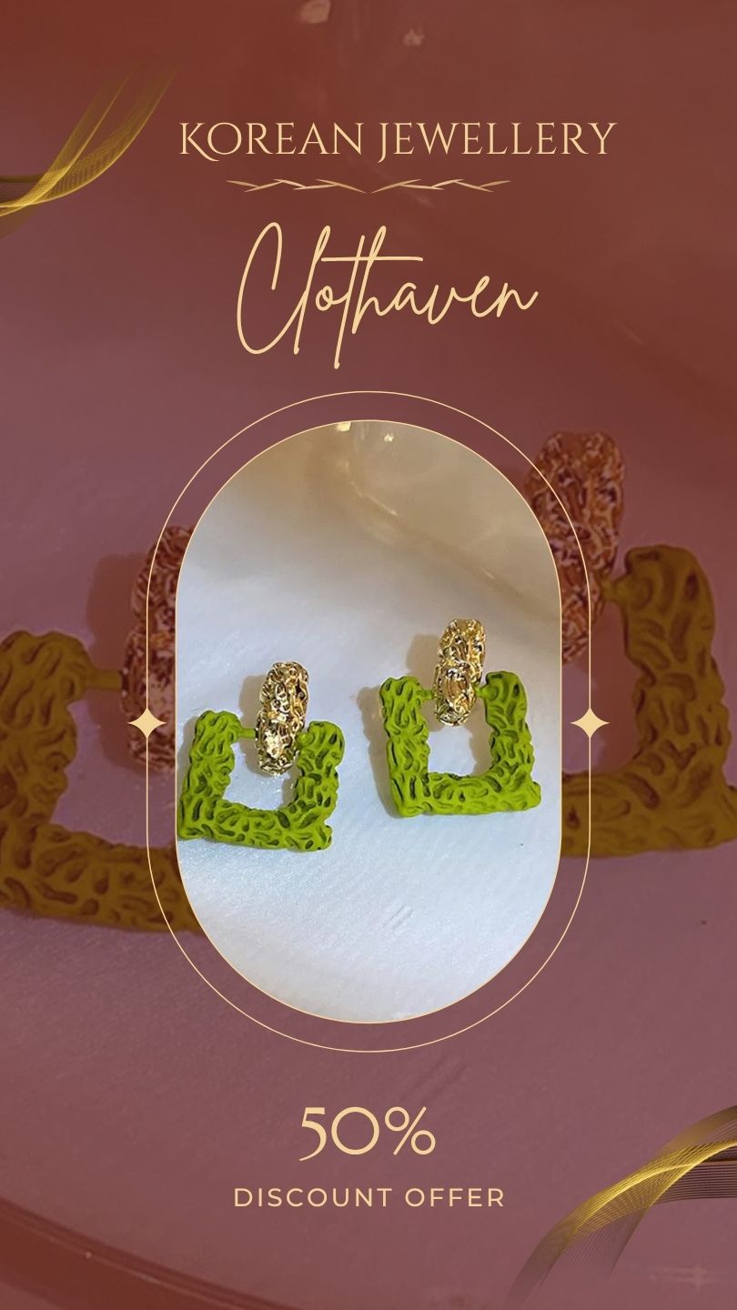 Quirky Lime Square Korean Earrings by Clothaven