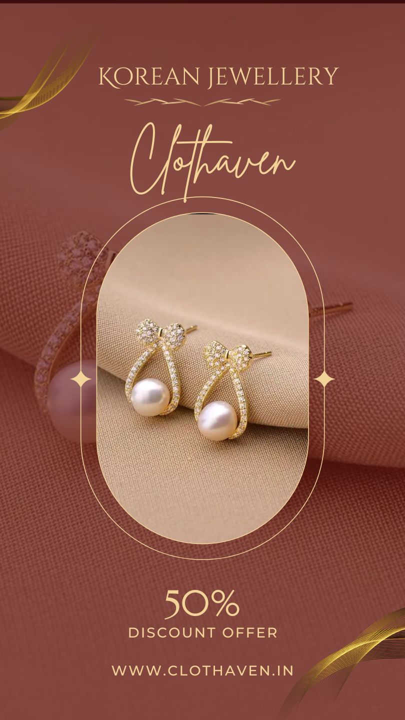 Delicate Crystal Bow & Pearl Korean Earrings by Clothaven