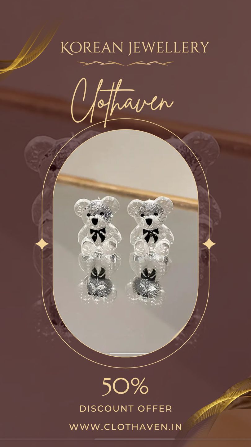 💖 Sweet & Chic: Korean Teddy Bear Stud Earrings
