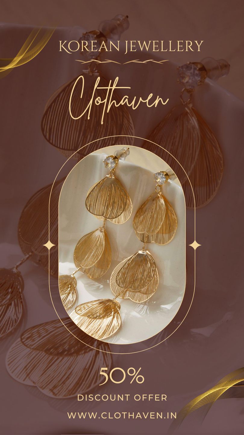 Golden Serenity: Korean Statement Earrings by Clothaven