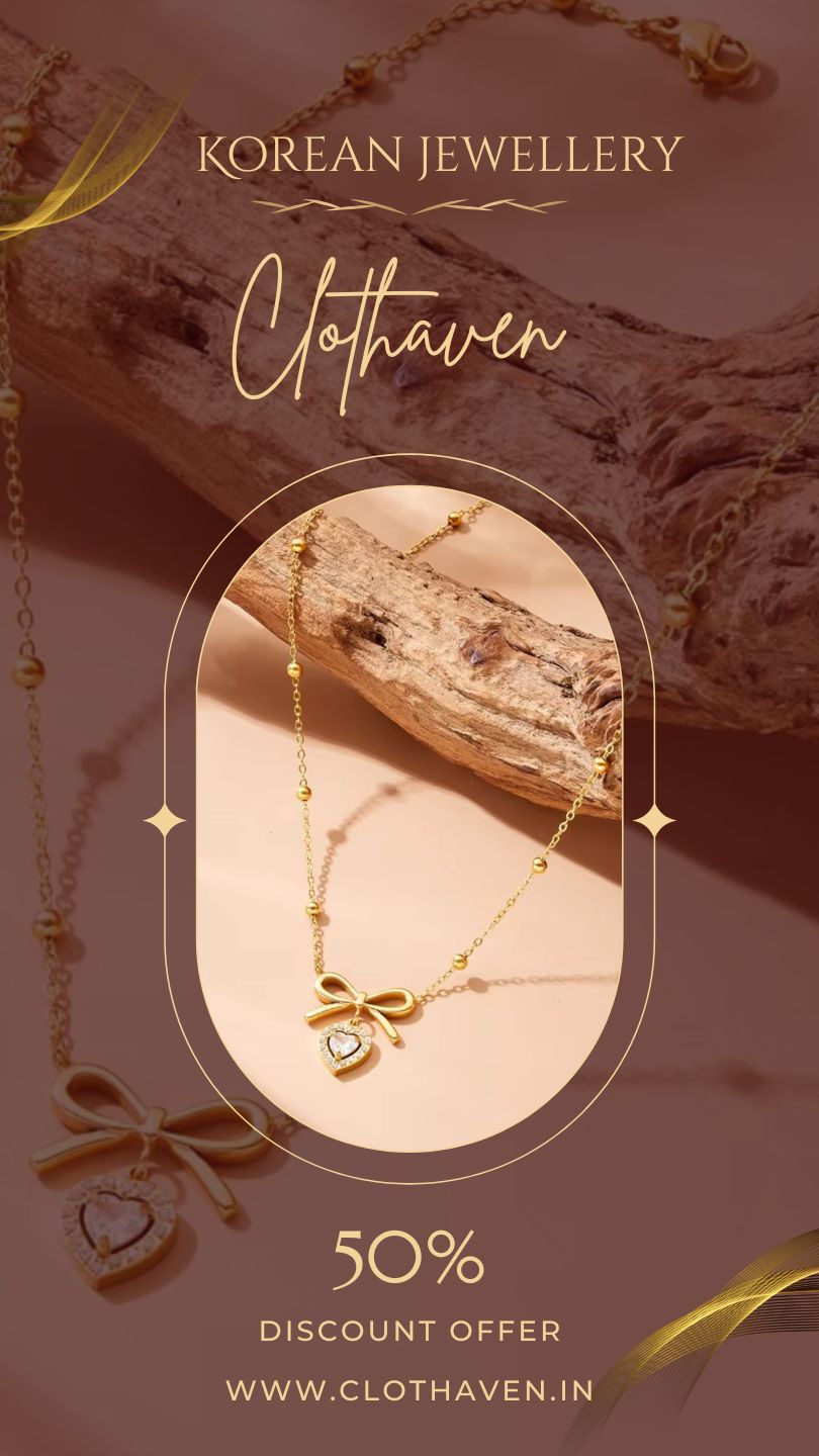 🎀 The "Aegyo" Bow & Heart Anti-Tarnish Necklace