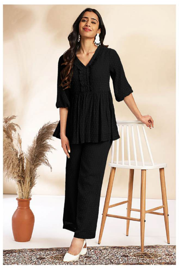 The Black Ruffle Peplum Co-ord Set