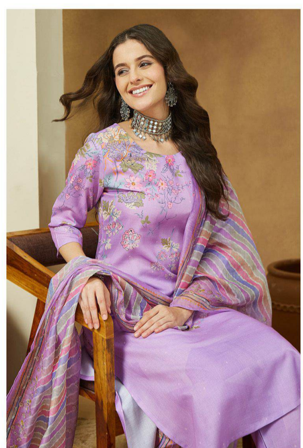 Enchanting Lavender Floral Printed Suit Set